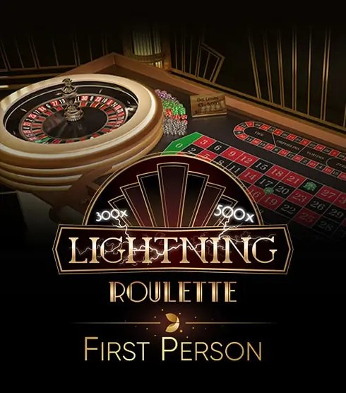 First Person Lightning Roulette slot visual from Evolution available on tresreyescasino.com
